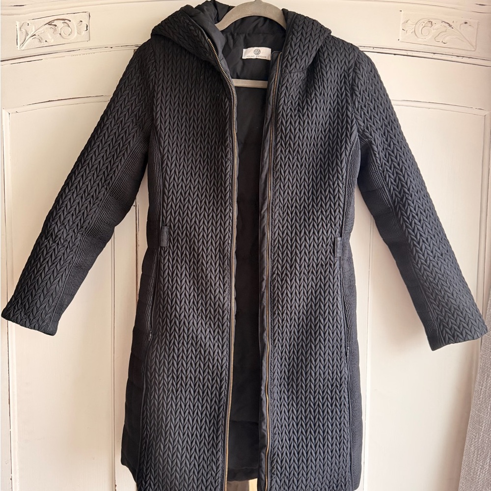Versace Black Textured Trench Coat